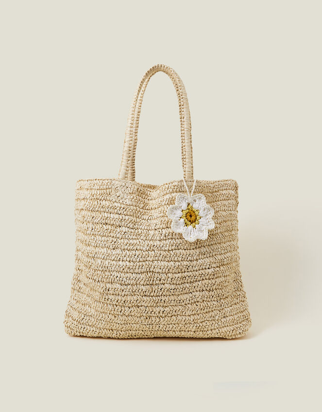 Raffia Daisy Shopper Bag, , large