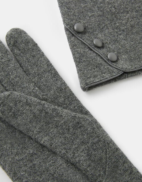 Button Cuff Gloves in Wool Blend, Grey (GREY), large