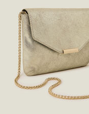 Leather Envelope Clutch Bag, Gold (GOLD), large