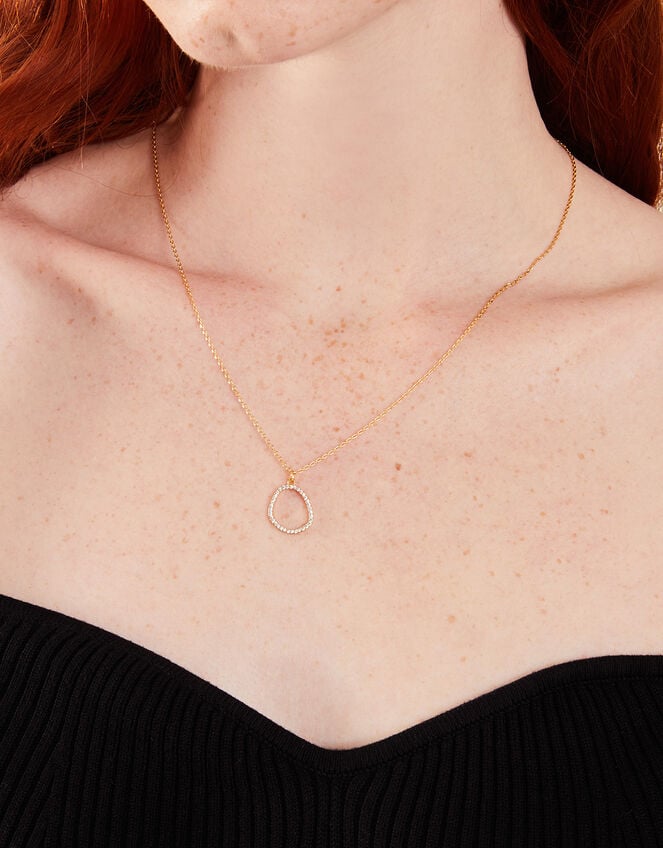 14ct Gold-Plated Sparkle Pebble Necklace, , large