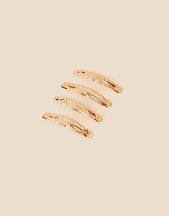Metal Snap Hair Clips 4 Pack, Gold (GOLD), large