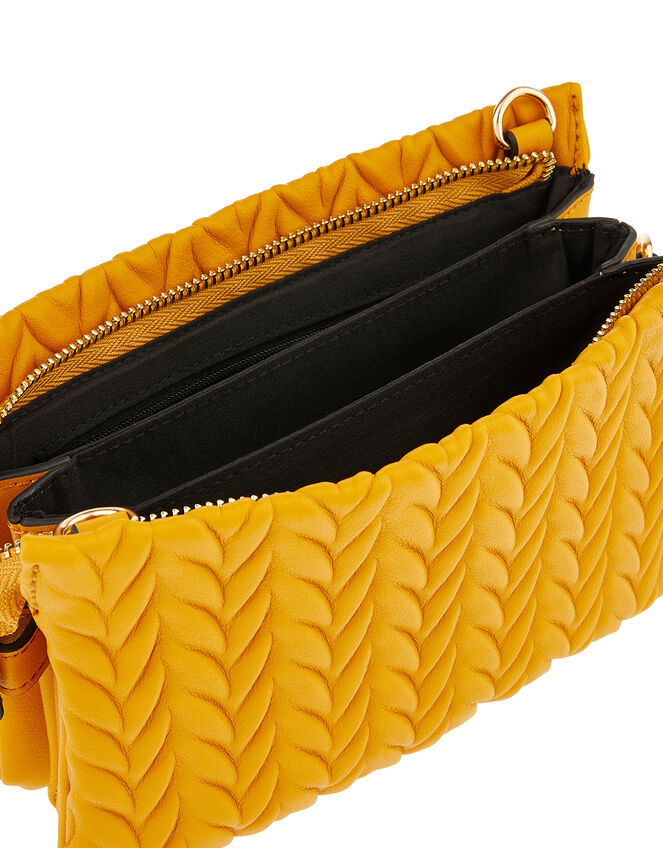 Paige Pleated Cross-Body Bag, Yellow (YELLOW), large