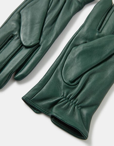 Luxe Leather Gloves Green, Green (GREEN), large