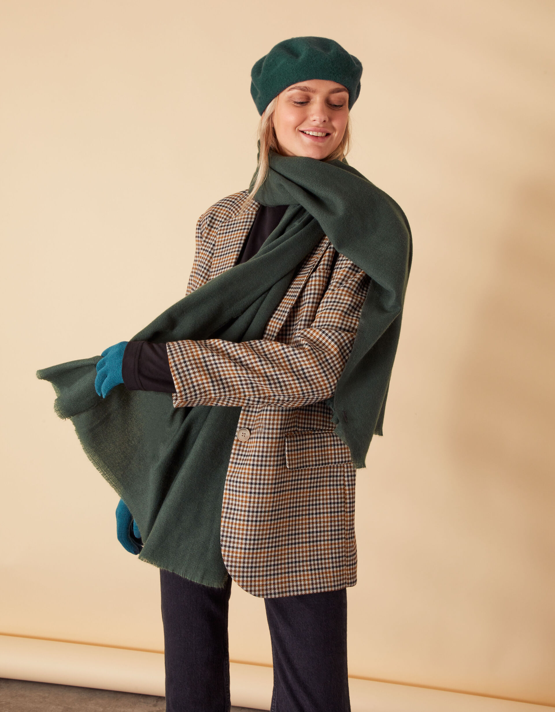 Teal Beret, Gloves and Scarf Set, , large