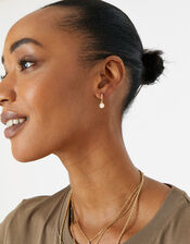 14ct Gold-Plated Birthstone Hoop Earrings, Gold (GOLD), large