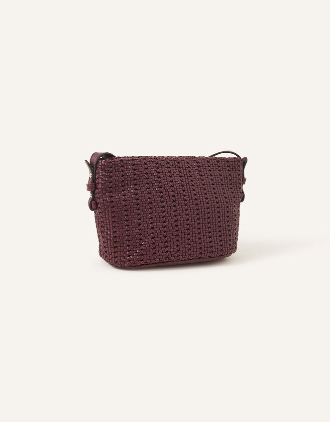 Woven Cross-Body Bag, Red (BURGUNDY), large