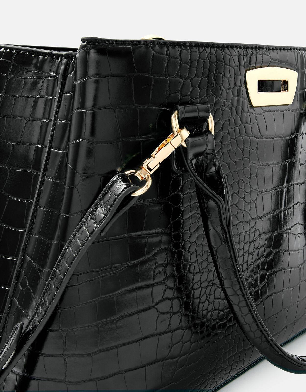 Black mock croc bag shop