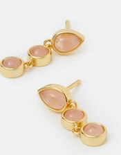 14ct Gold-Plated Triple Stone Drop Earrings, , large