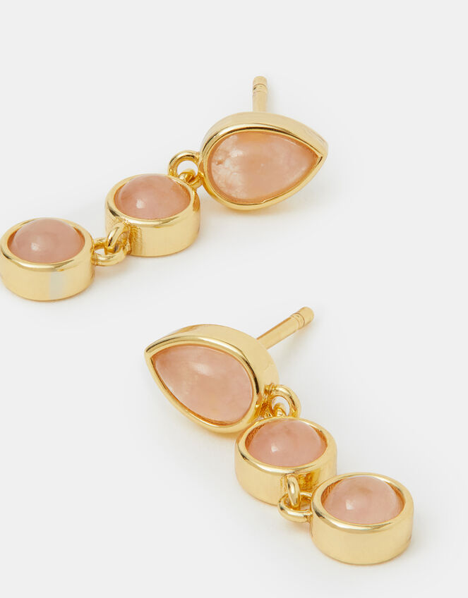 14ct Gold-Plated Triple Stone Drop Earrings, , large