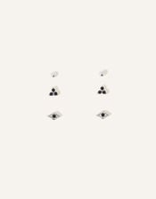 Evil Eye Stud Earrings Set of Three, , large