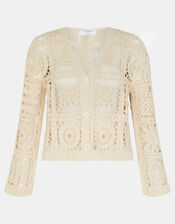 Crochet Cardigan, Natural (NATURAL), large
