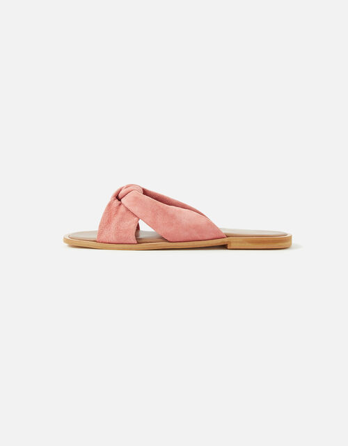 Leather Knotted Sliders, Pink (PINK), large