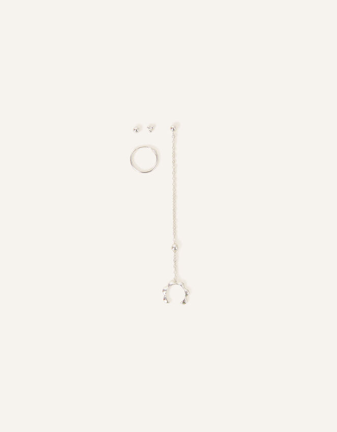 Sterling Silver Irregular Chain Earrings 5 Pack, , large