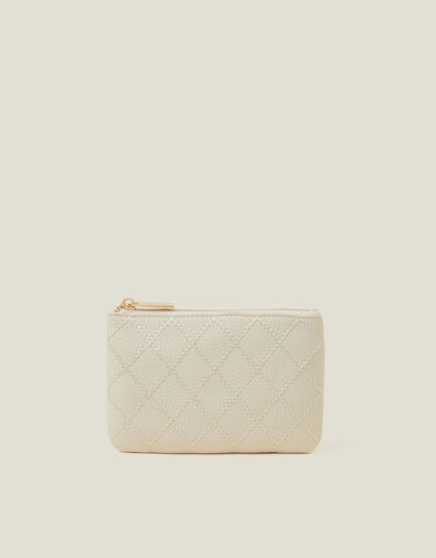 Quilt Stitch Coin Purse, Cream (CREAM), large