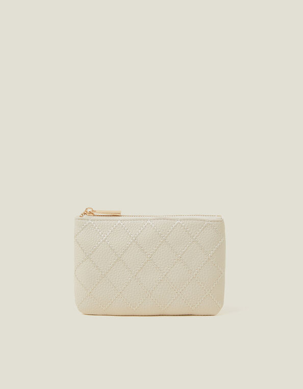 Quilt Stitch Coin Purse, Cream (CREAM), large