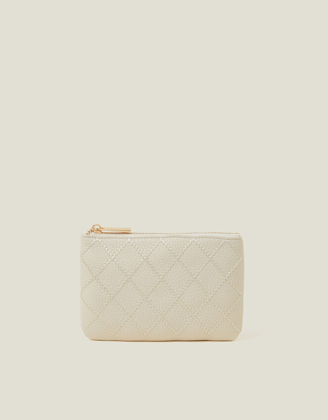Quilt Stitch Coin Purse, Cream (CREAM), large