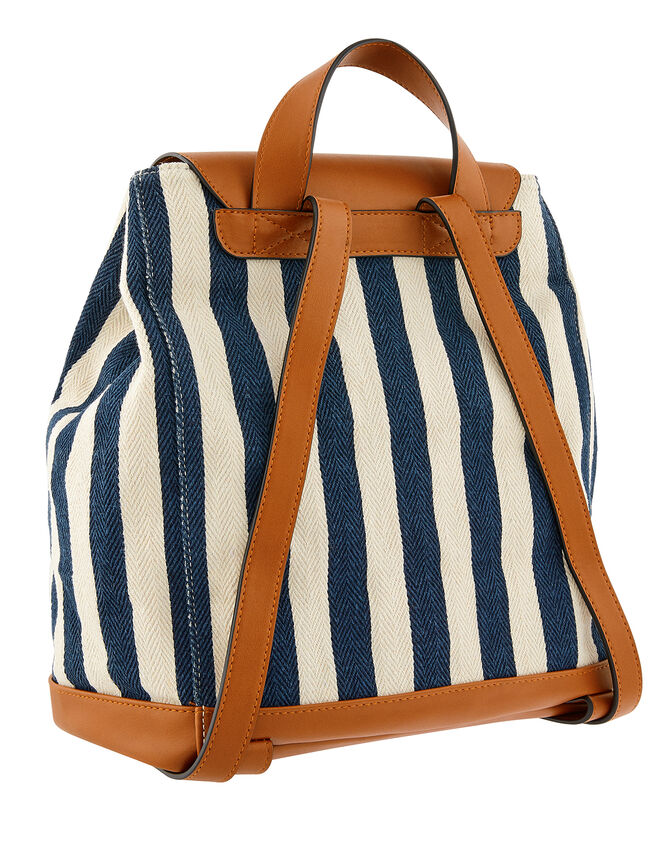 Stripy Cotton-Mix Backpack, , large