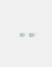 Sterling Silver-Plated Blue Quartz Stud Earrings , , large
