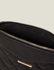 Quilted Faux Leather Cross-Body Bag, Black (BLACK), large