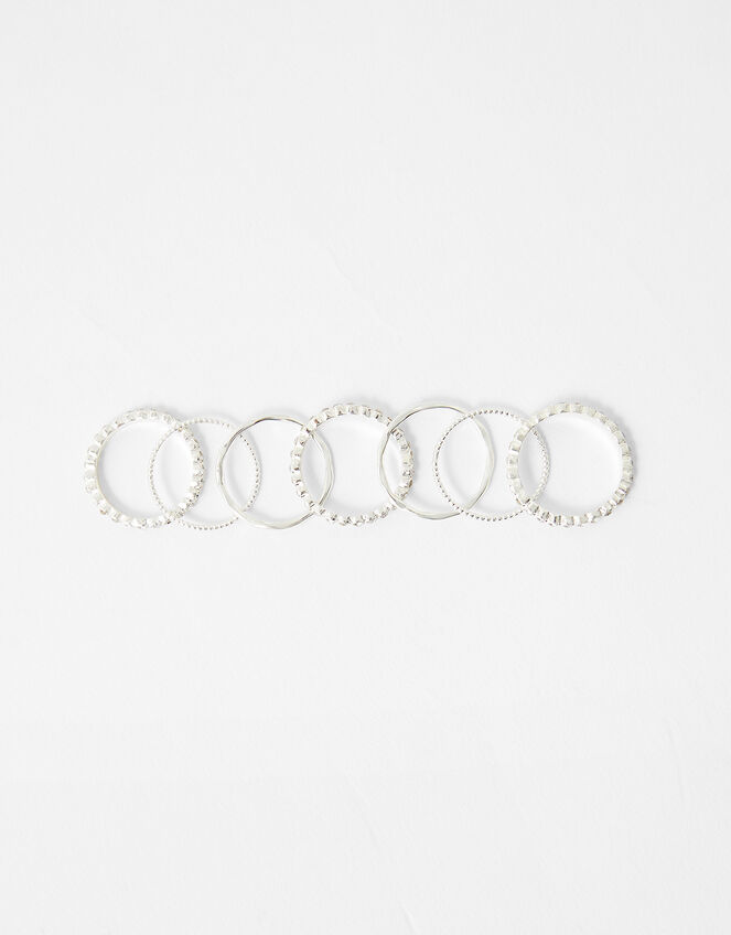 Pave Textured Stacking Ring Set, White (CRYSTAL), large