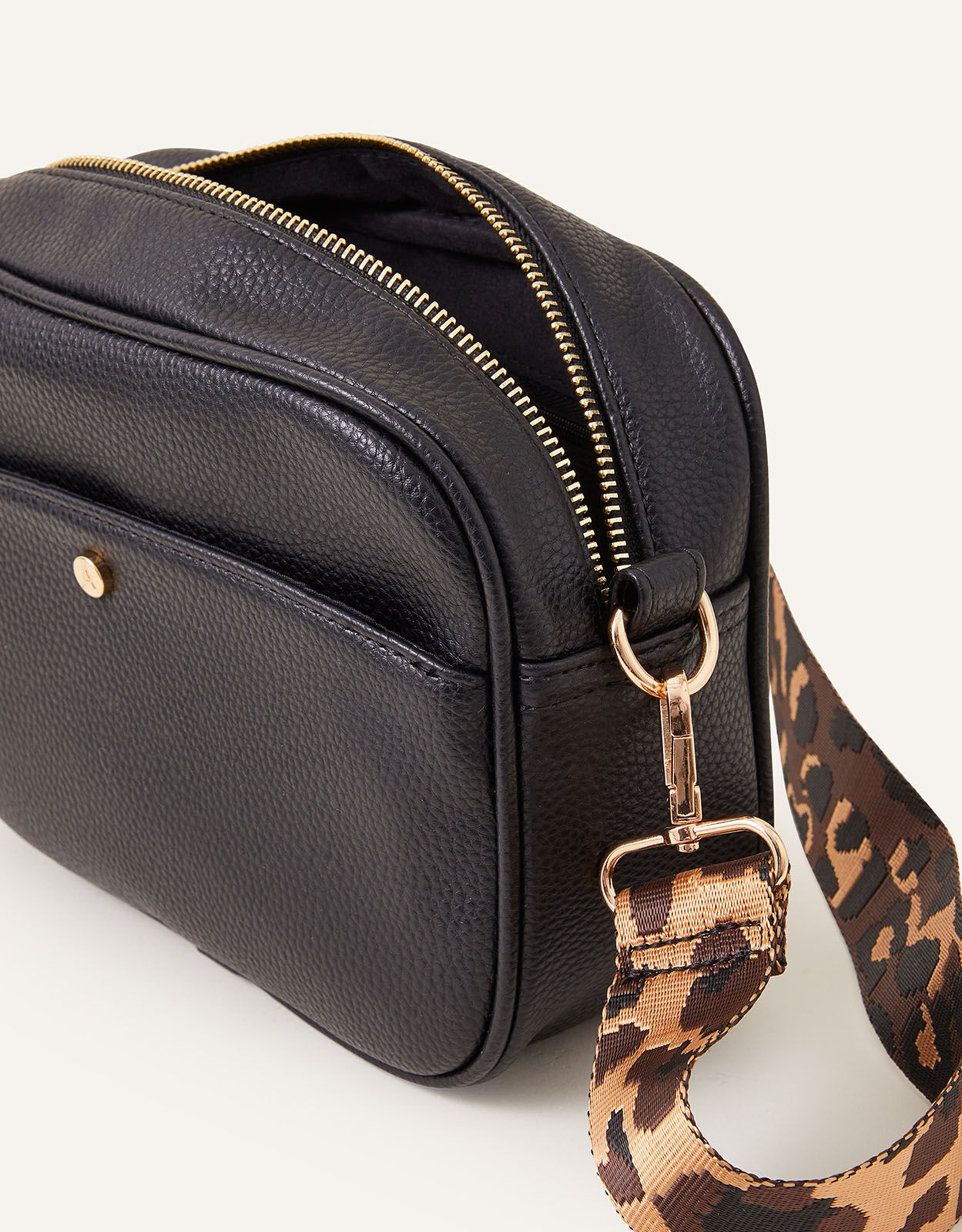 Leopard Webbing Strap Camera Bag Black Black Friday