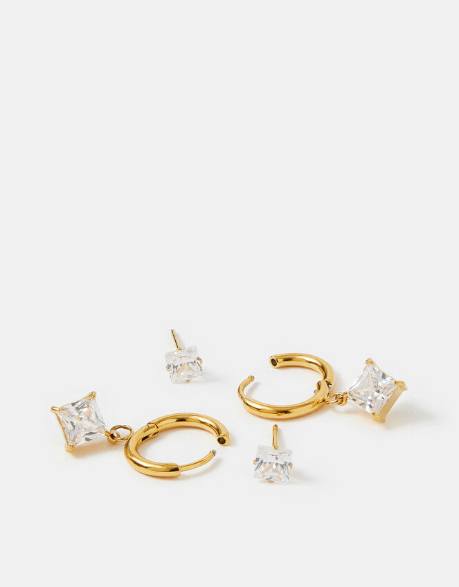 2-Pack Stainless Steel Stud & Hoop Drop Earrings , , large