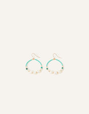 Pearl Beaded Hoops, , large