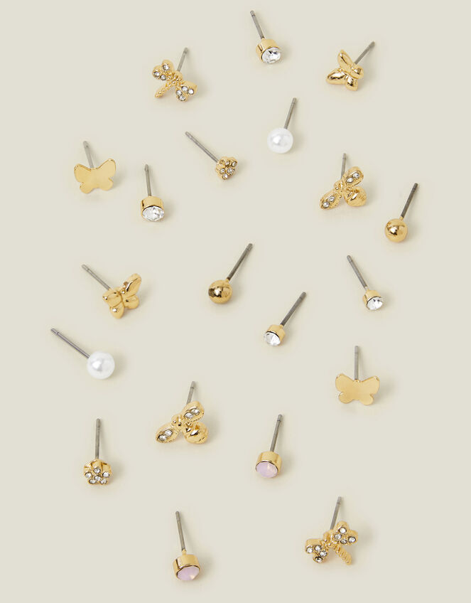 10-Pack Butterfly Stud Earrings, , large