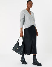 Heart Button Short Cardigan, Grey (GREY), large