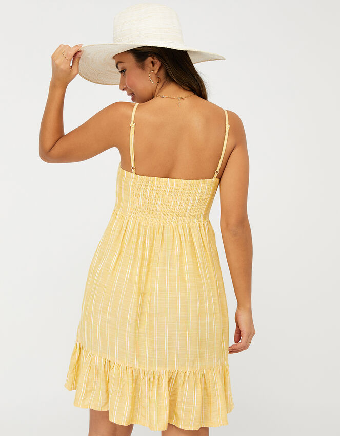 Tie Front Striped Dress, Yellow (YELLOW), large