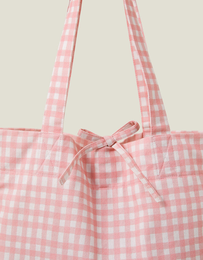Gingham Shopper Bag, , large