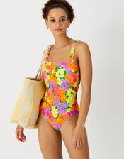 Pop Floral Print Ruffle Swimsuit, Multi (BRIGHTS-MULTI), large