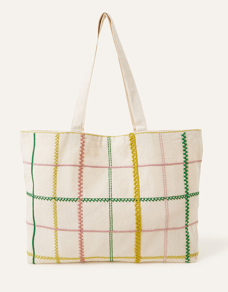 Check Stitch Shopper Bag, , large