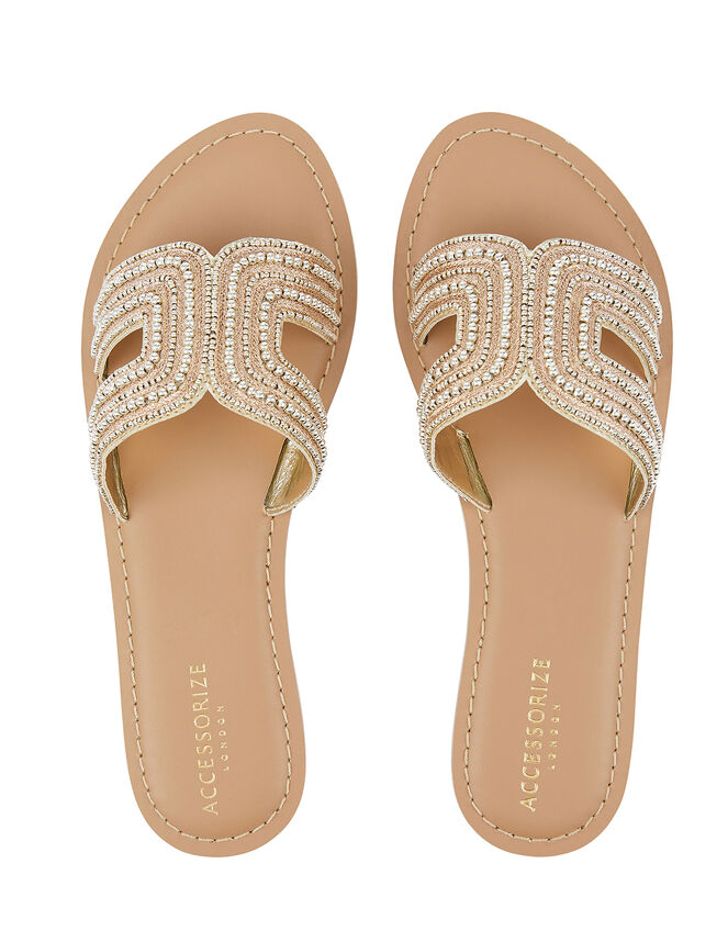 Bella Beaded Sliders, Gold (GOLD), large