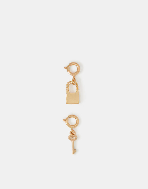 2-Pack Lock & Key Jewellery Charms, Gold (GOLD), large