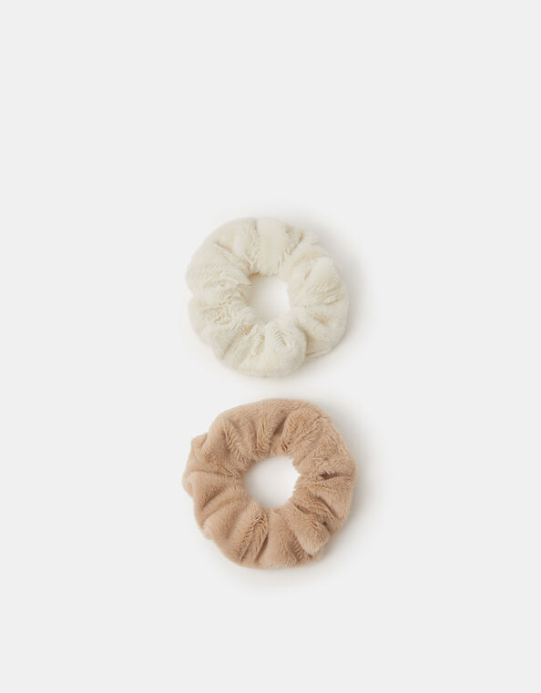2-Pack Faux Fur Hair Scrunchies, , large