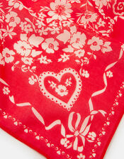 Floral Heart Square Cotton Scarf, , large