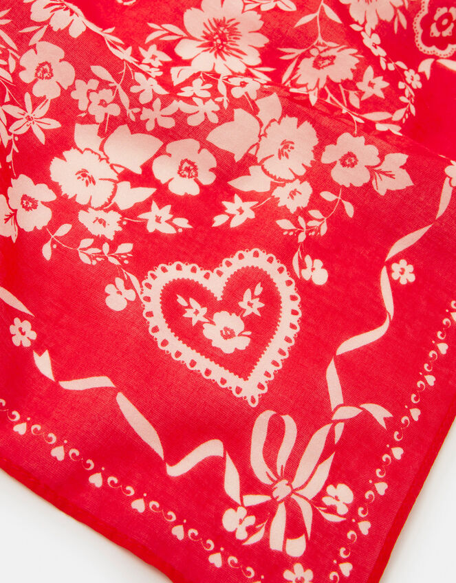 Floral Heart Square Cotton Scarf, , large