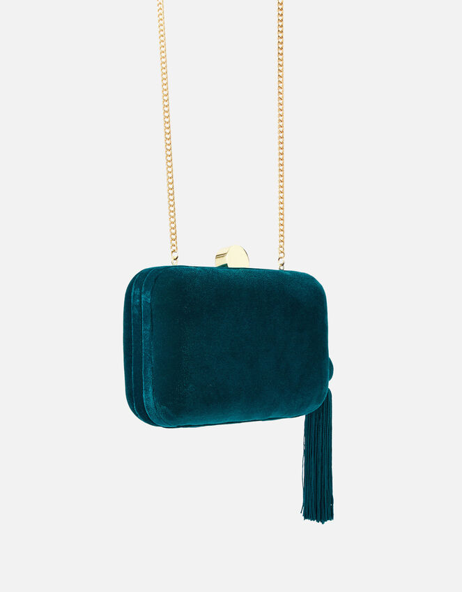 Velvet Hardcase Clutch Bag, Teal (TEAL), large