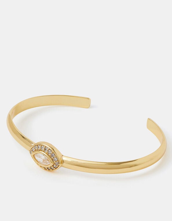 14ct Gold-Plated Chunky Evil Eye Bangle, , large