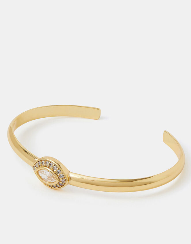 14ct Gold-Plated Chunky Evil Eye Bangle, , large