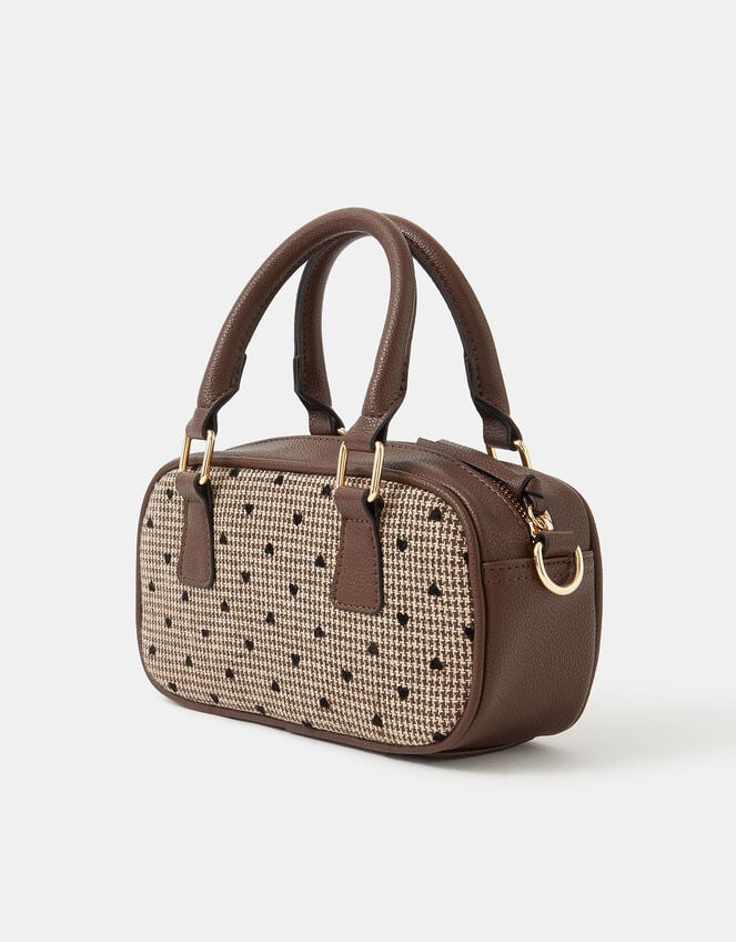 Heart Houndstooth Bowler Bag, , large