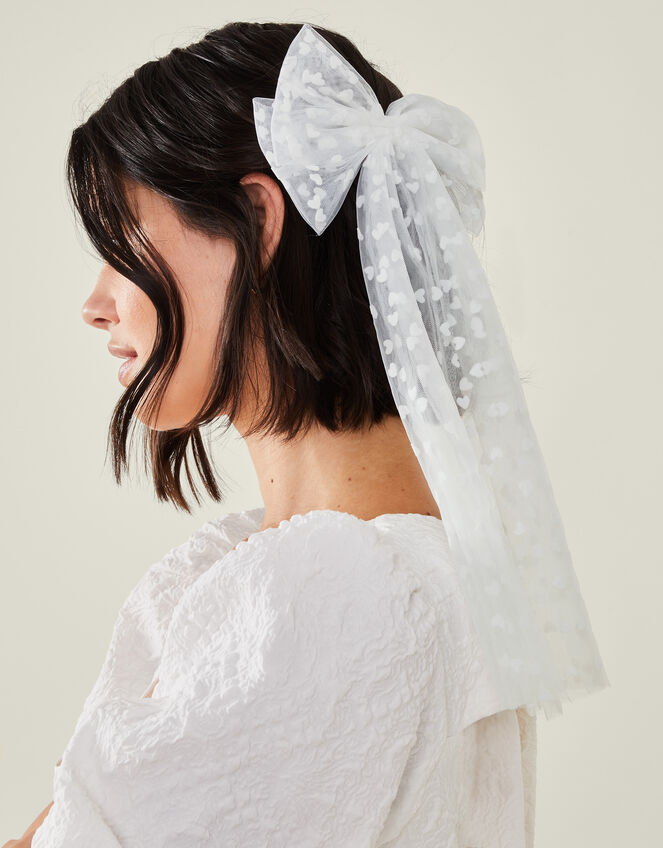 Bridal Heart Bow Barrette Hair Clip, , large