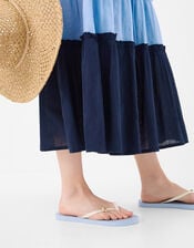 Stripe Starfish Flip Flops, Blue (BLUE), large