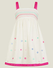 Girls Mirror Embellished Dress, White (WHITE), large