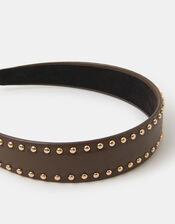 Studded Faux Leather Headband, , large