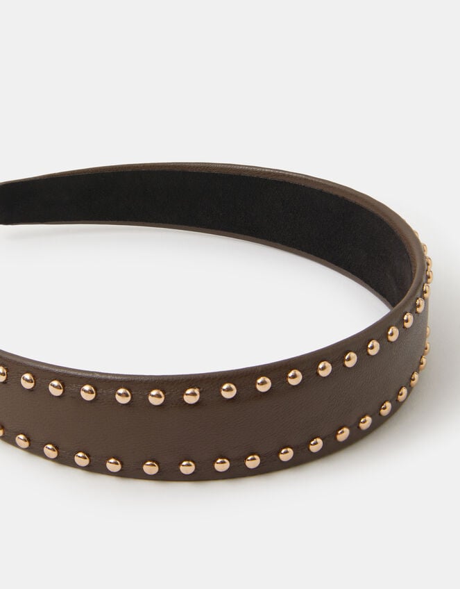 Studded Faux Leather Headband, , large