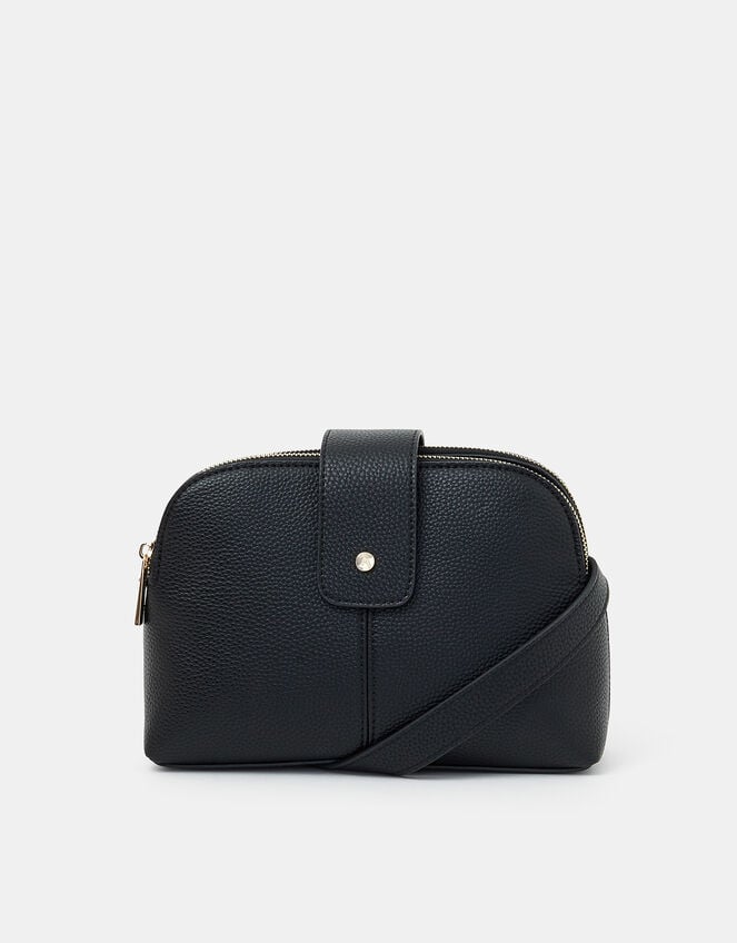 Double-Zip Cross Body Bag, Black (BLACK), large