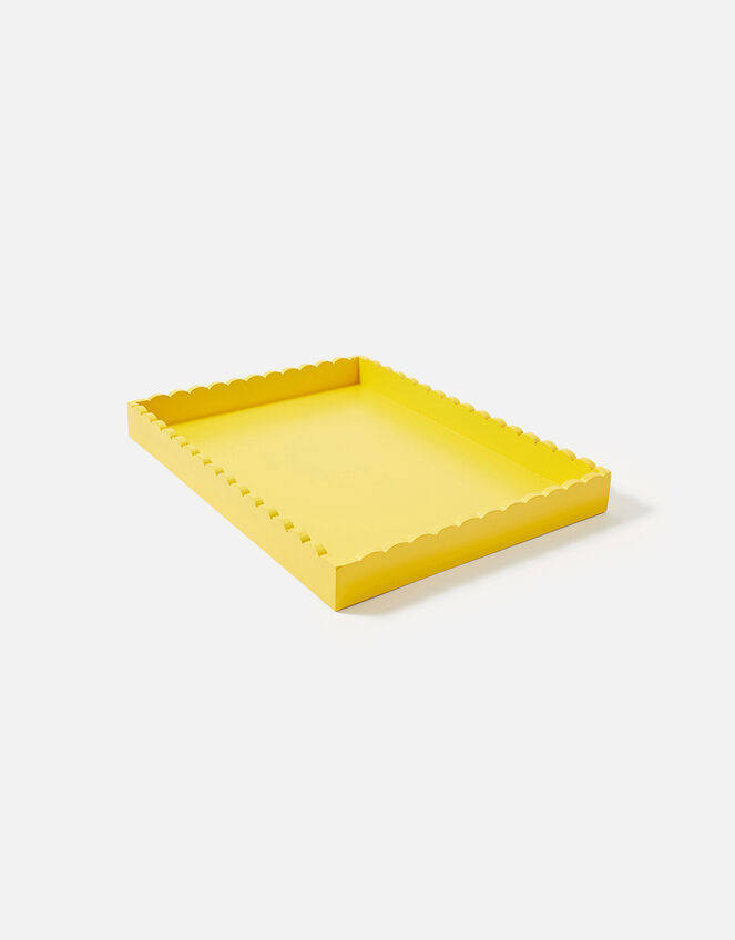 Large Wood Scallop Tray, Yellow (YELLOW), large