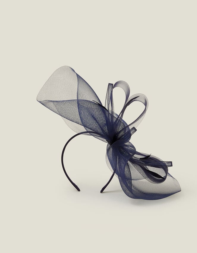 Large Crin Fascinator, Blue (NAVY), large